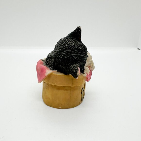 HTF Rare Vintage Tuxedo Cat Dog Bowl Sleeping 90s Cute Pet Lover Resin Painted - Picture 5 of 6